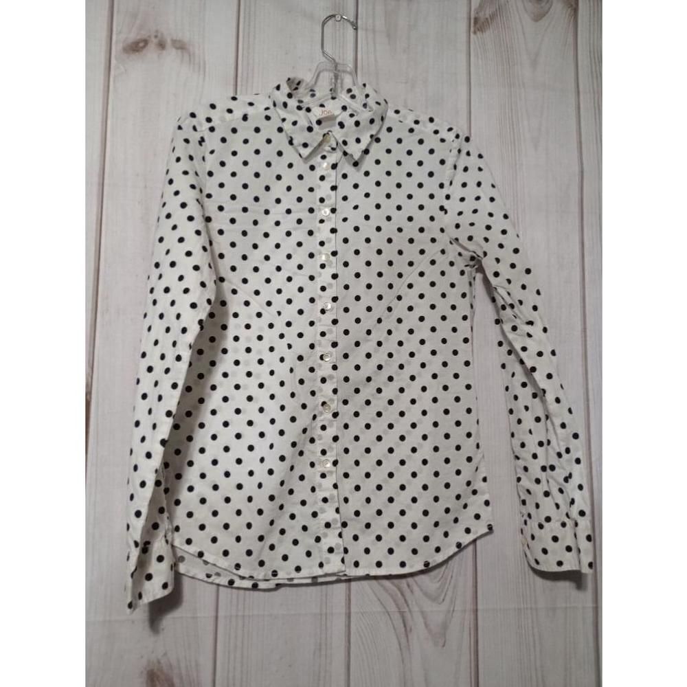 Joe Fresh Shirt Ladies Medium‎ Polka Dot Button Down Shirt White Black